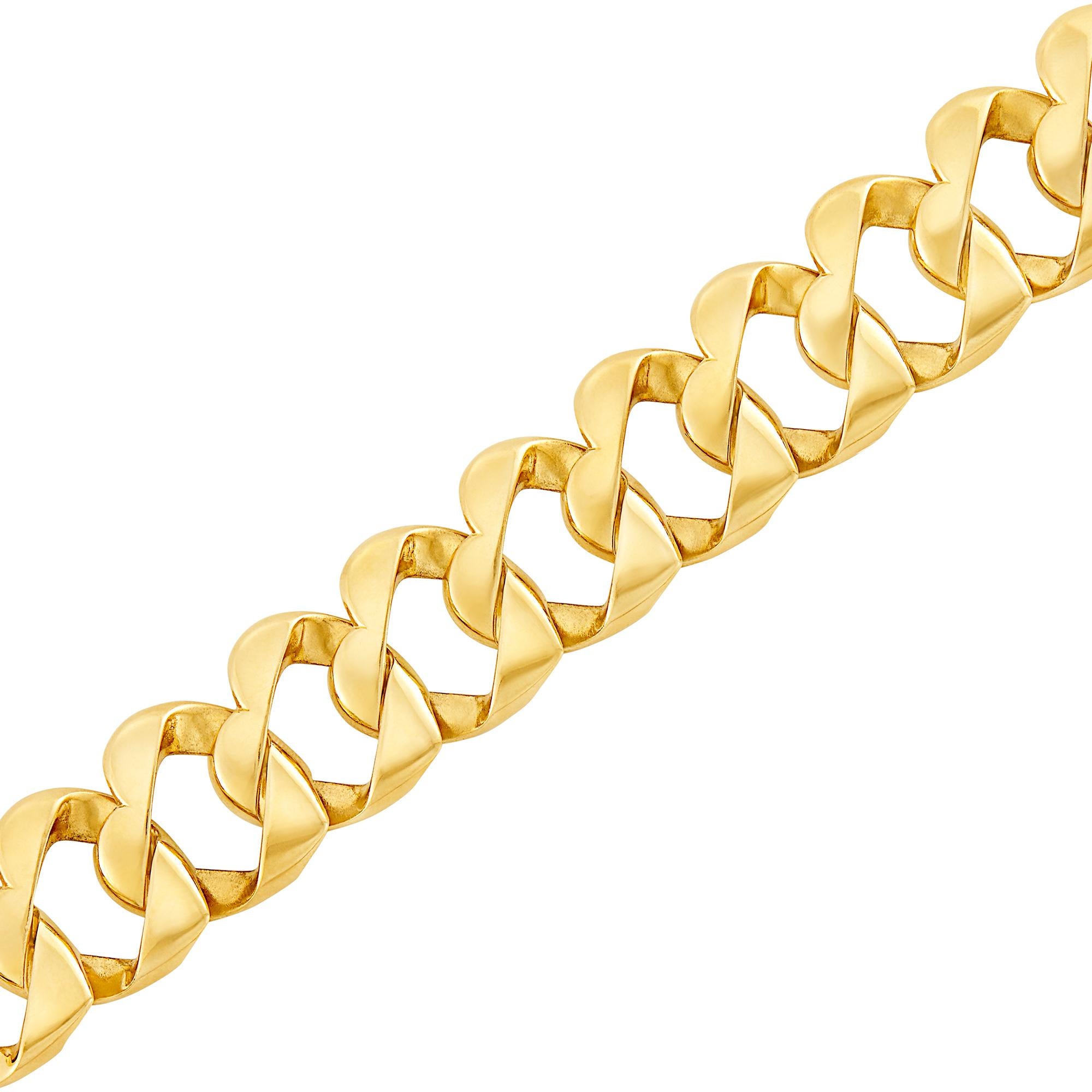 Modern Tiffany & Co. 14k Yellow Gold Heart Shaped Link Bracelet, Size 6.75 For Sale