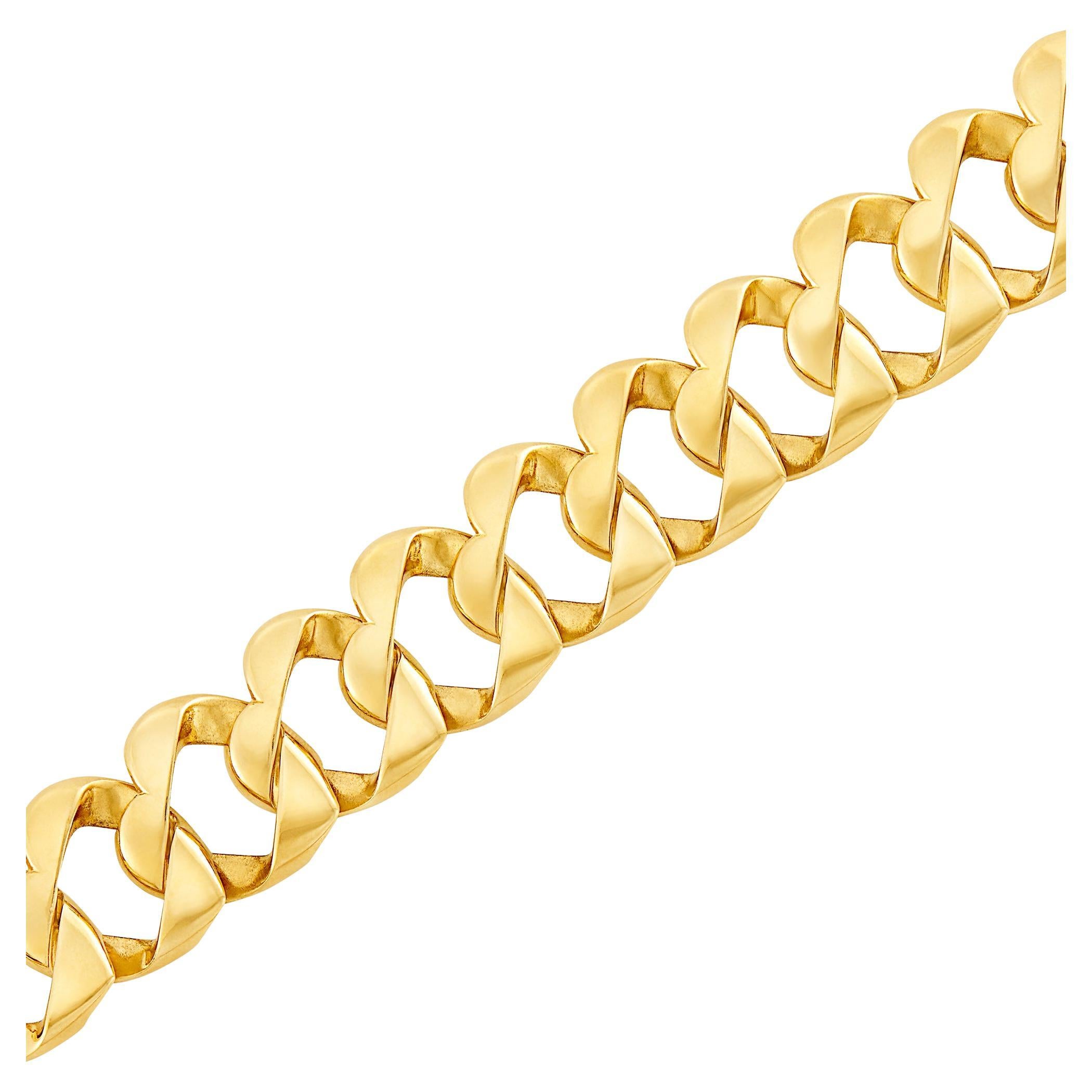 Tiffany & Co. 14k Gelbgold Herzförmiges Gliederarmband in Herzform, Größe 6,75