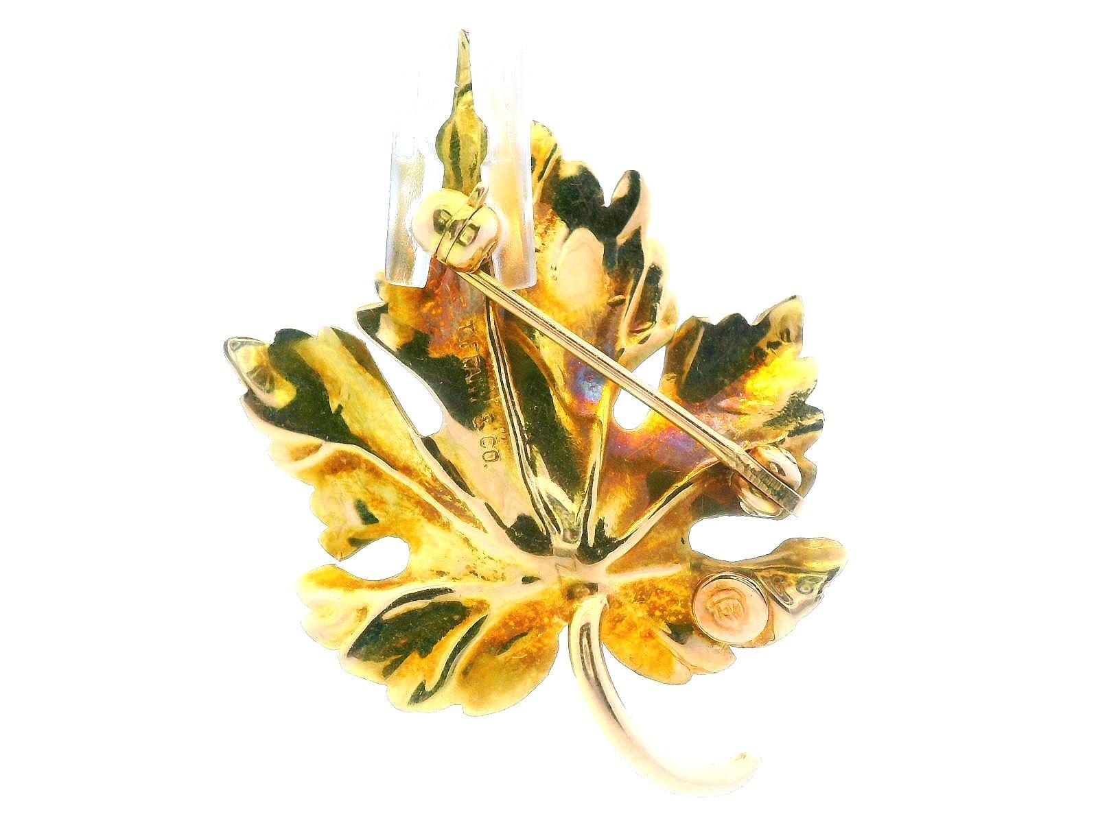 Tiffany & Co. 14k Yellow Gold Hedges Pearl Brooch For Sale 2
