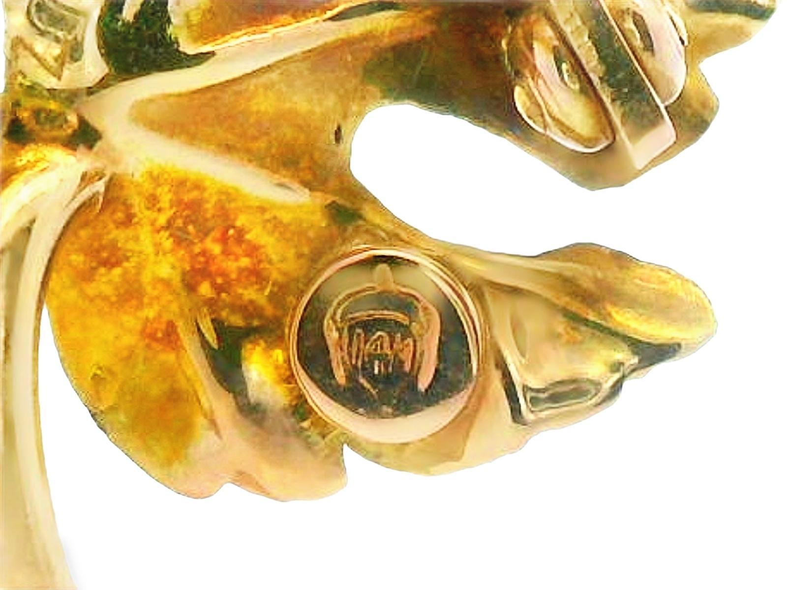 Tiffany & Co. 14k Yellow Gold Hedges Pearl Brooch For Sale 3