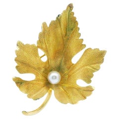 Tiffany & Co. 14k Yellow Gold Hedges Pearl Brooch