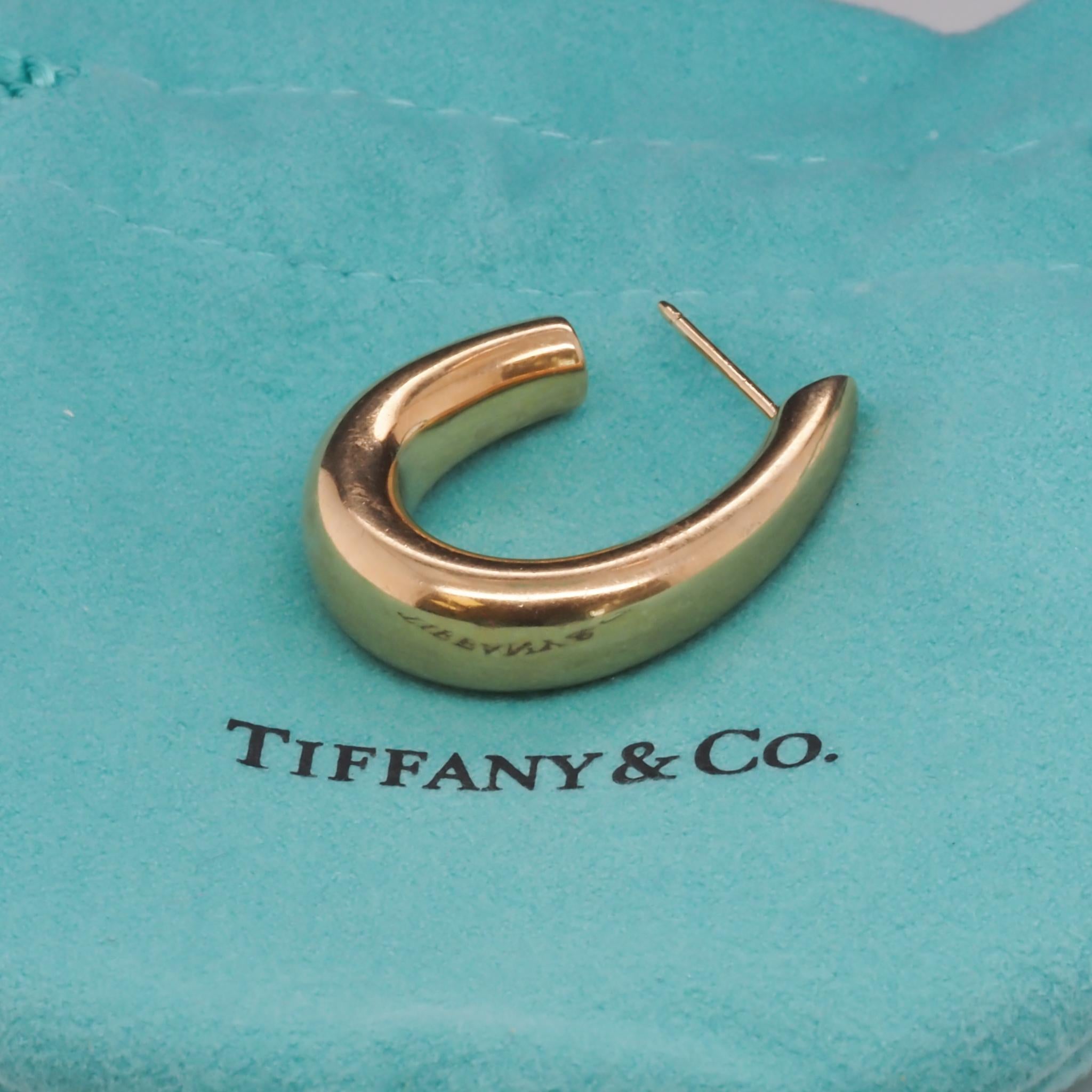 Tiffany & Co 14k Yellow Gold Hoop Earrings with Pouch 1