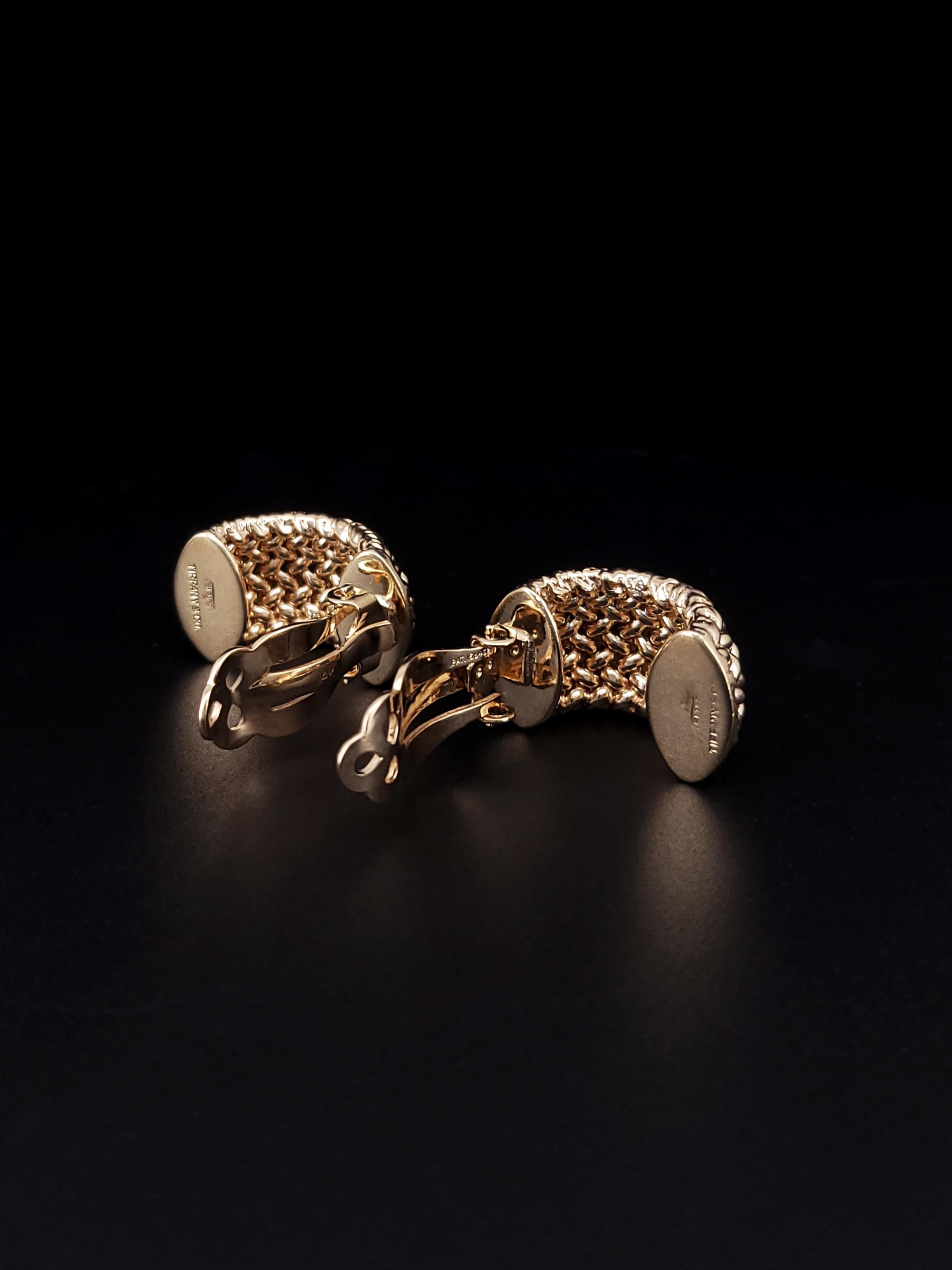 Women's Tiffany & Co. 14k Yellow Gold Huggie Clip On Earrings For Sale