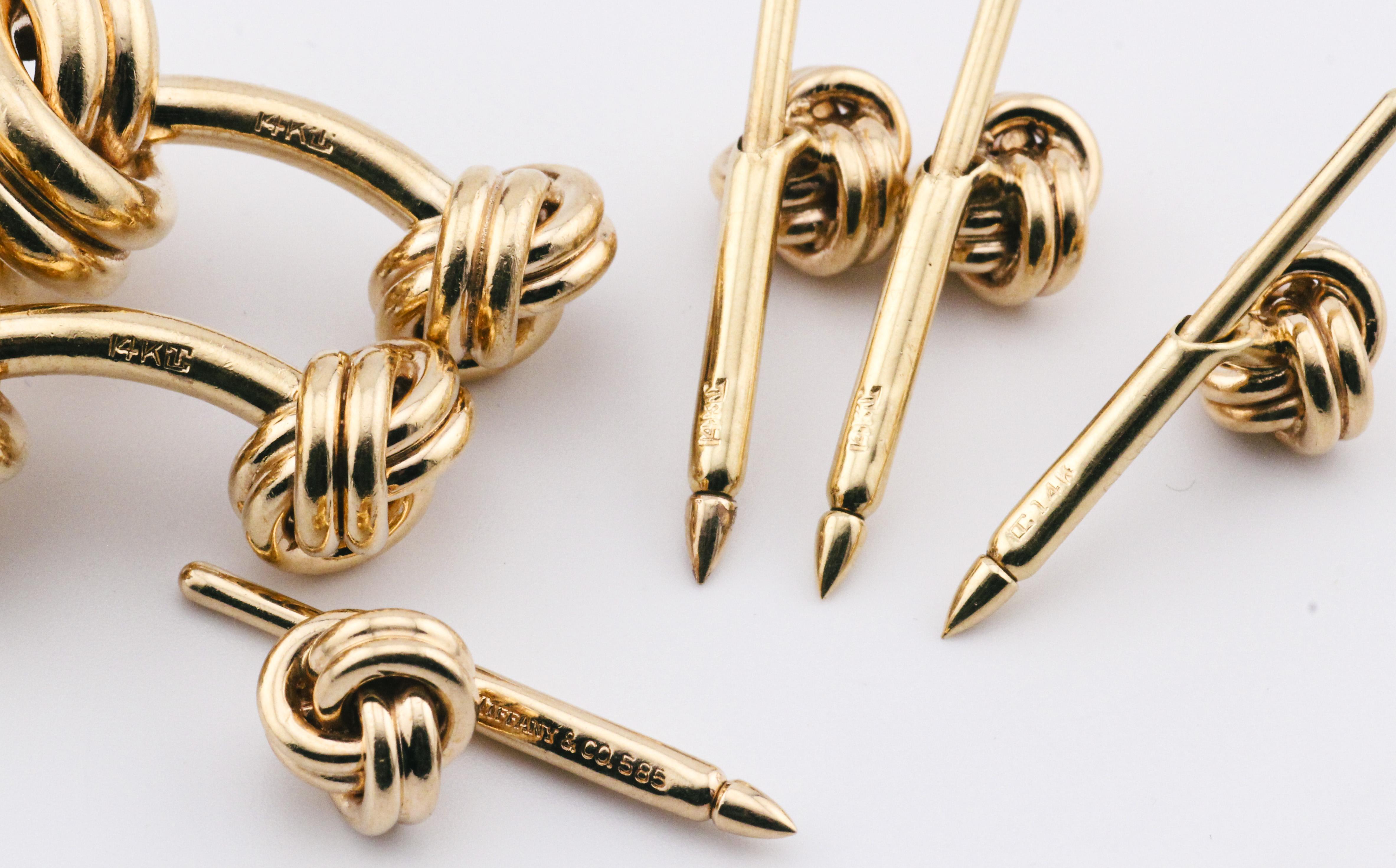 Tiffany & Co. ensemble de boutons de manchette et 4 clous en or jaune 14 carats 8