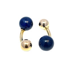 Tiffany & Co. 14K Yellow Gold Lapis Ball Cufflinks