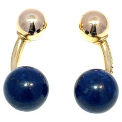 Tiffany & Co. 14K Yellow Gold Lapis Ball Cufflinks