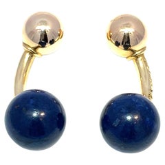 Tiffany & Co. 14K Yellow Gold Lapis Ball Cufflinks