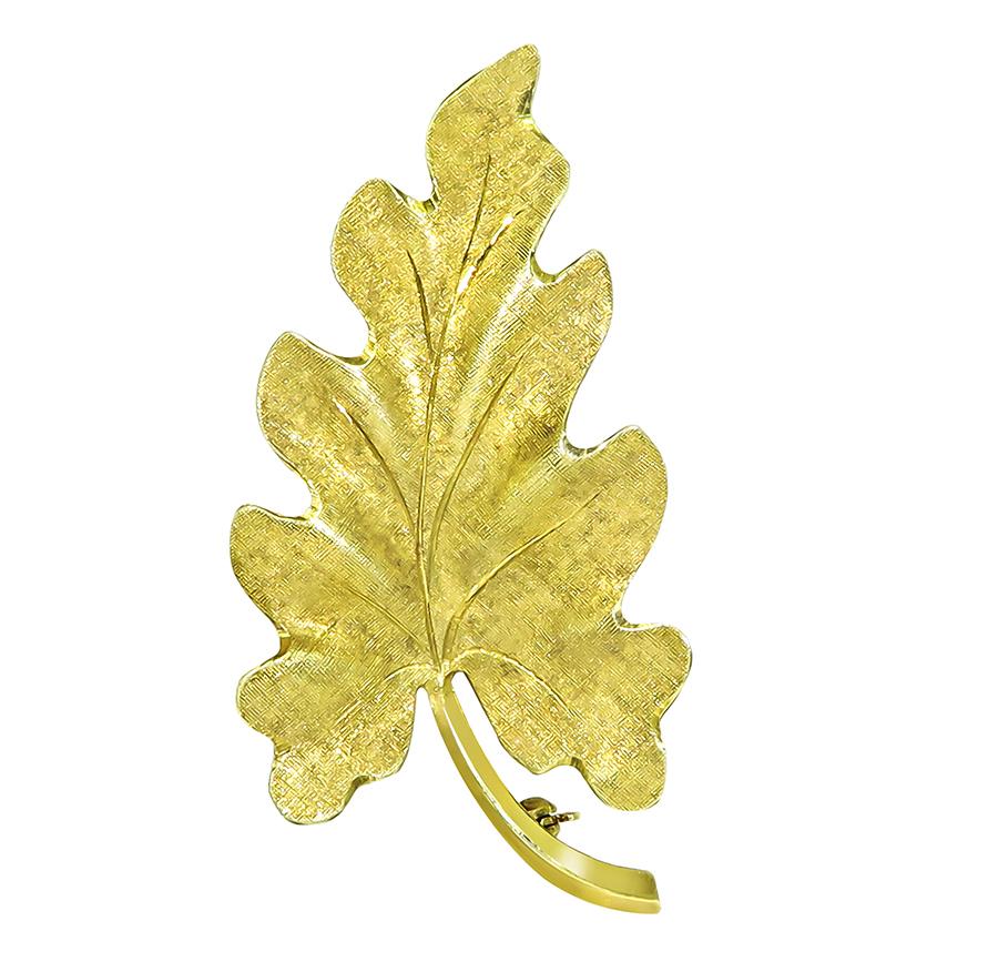 Tiffany & Co 14k Yellow Gold Leaf Pin