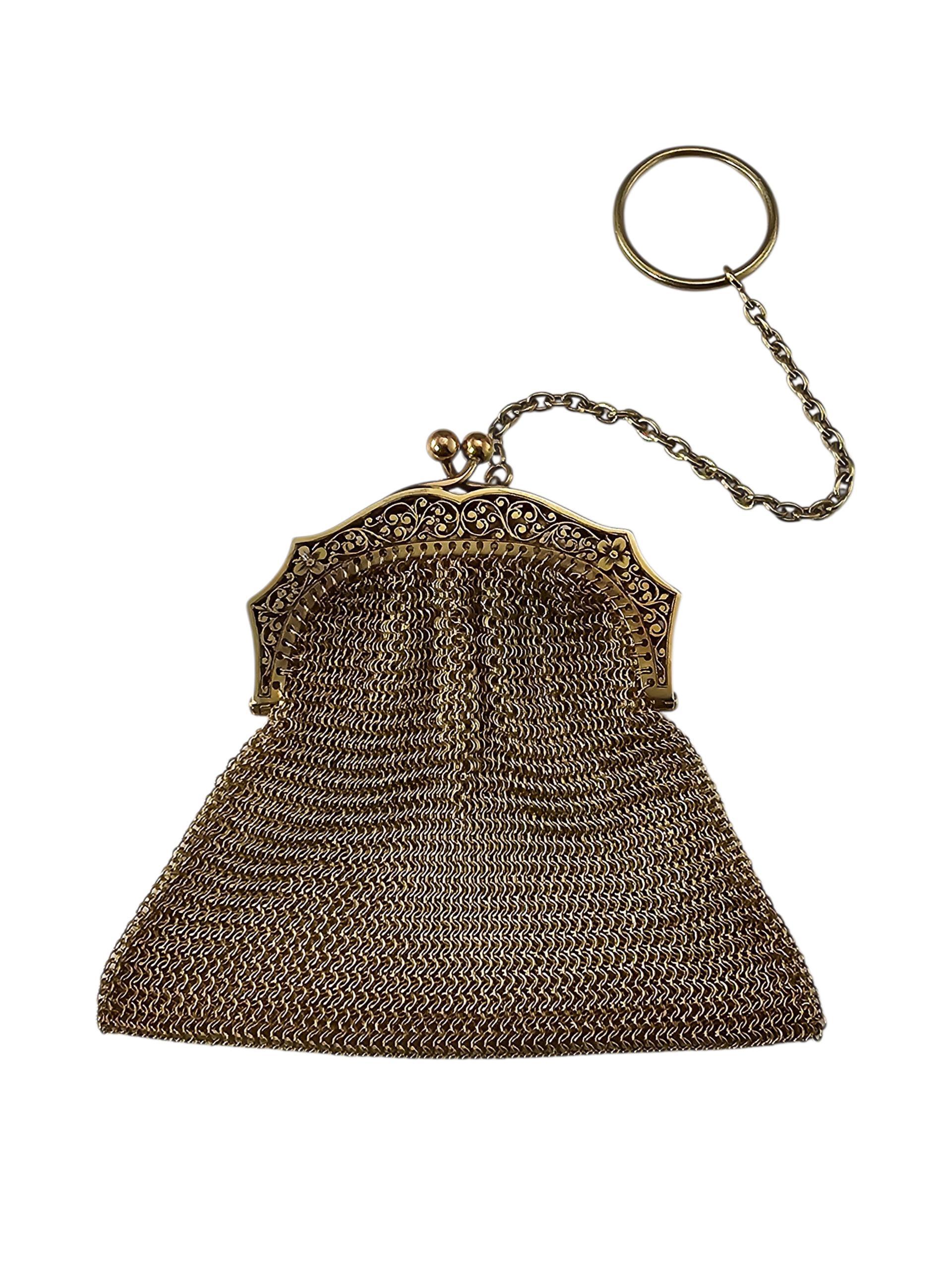 Porte-monnaie en maille en or jaune 14K de Tiffany & Co. #23779 Bon état - En vente à Washington Depot, CT