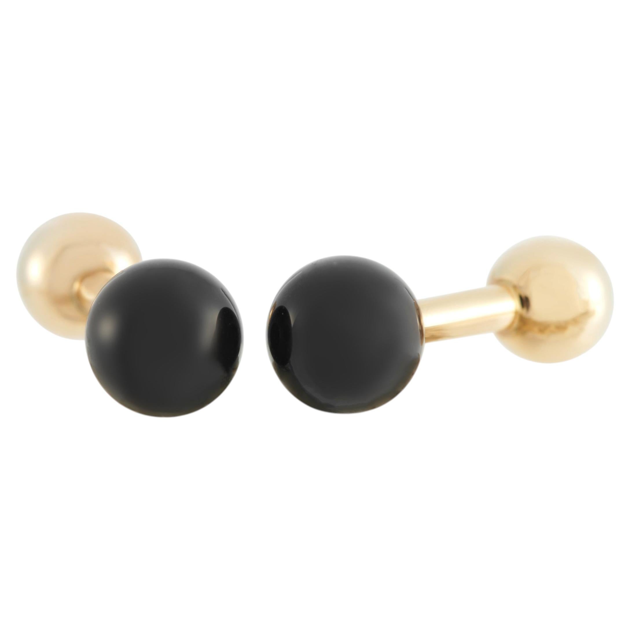 Tiffany & Co. 14K Yellow Gold Onyx Cufflinks TI34-052026