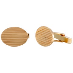 Tiffany & Co. 14 Karat Yellow Gold Oval Stripes Cufflinks