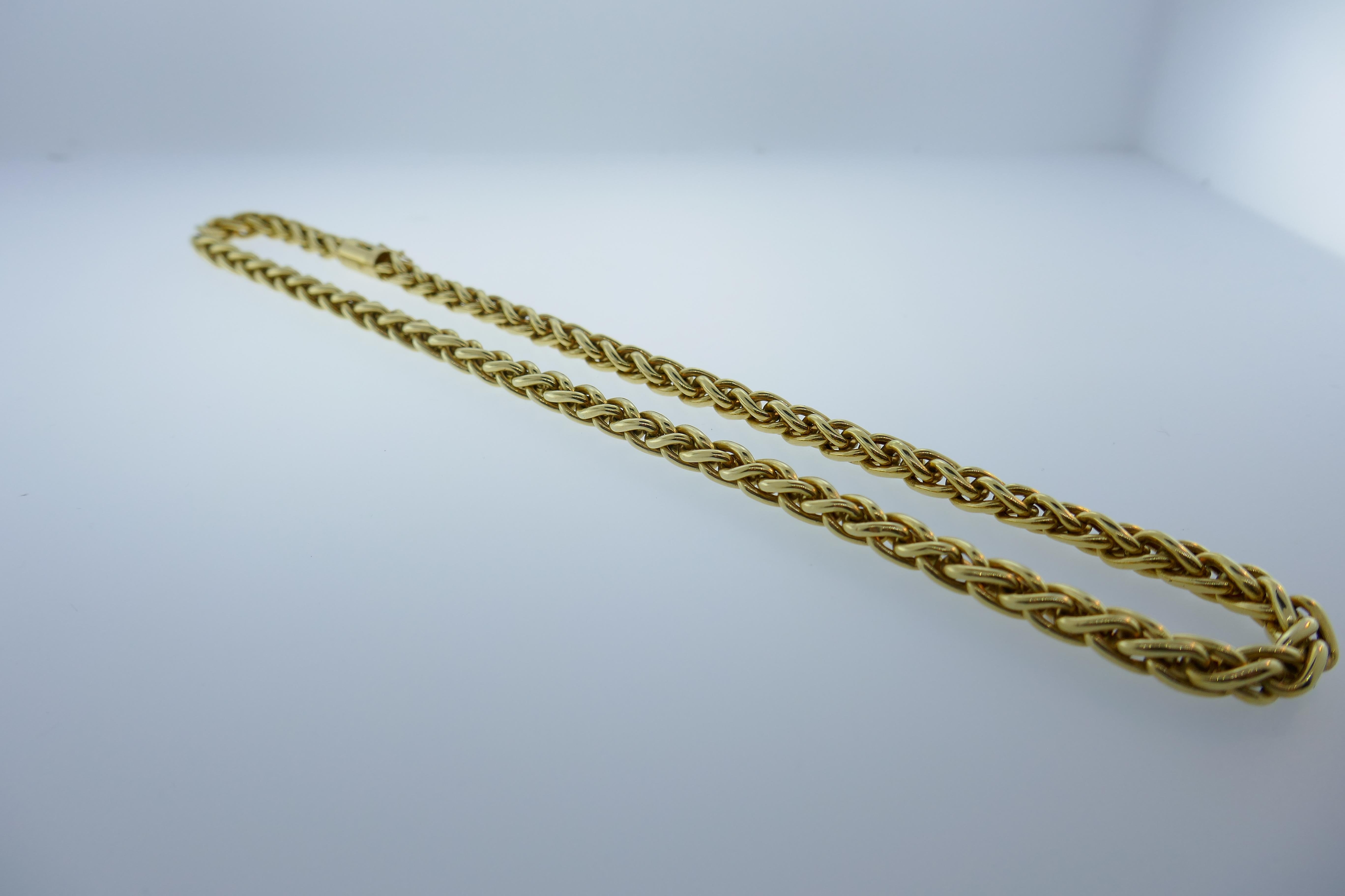 Women's or Men's Tiffany & Co. 14 Karat Yellow Gold Rope Chain Necklace Vintage