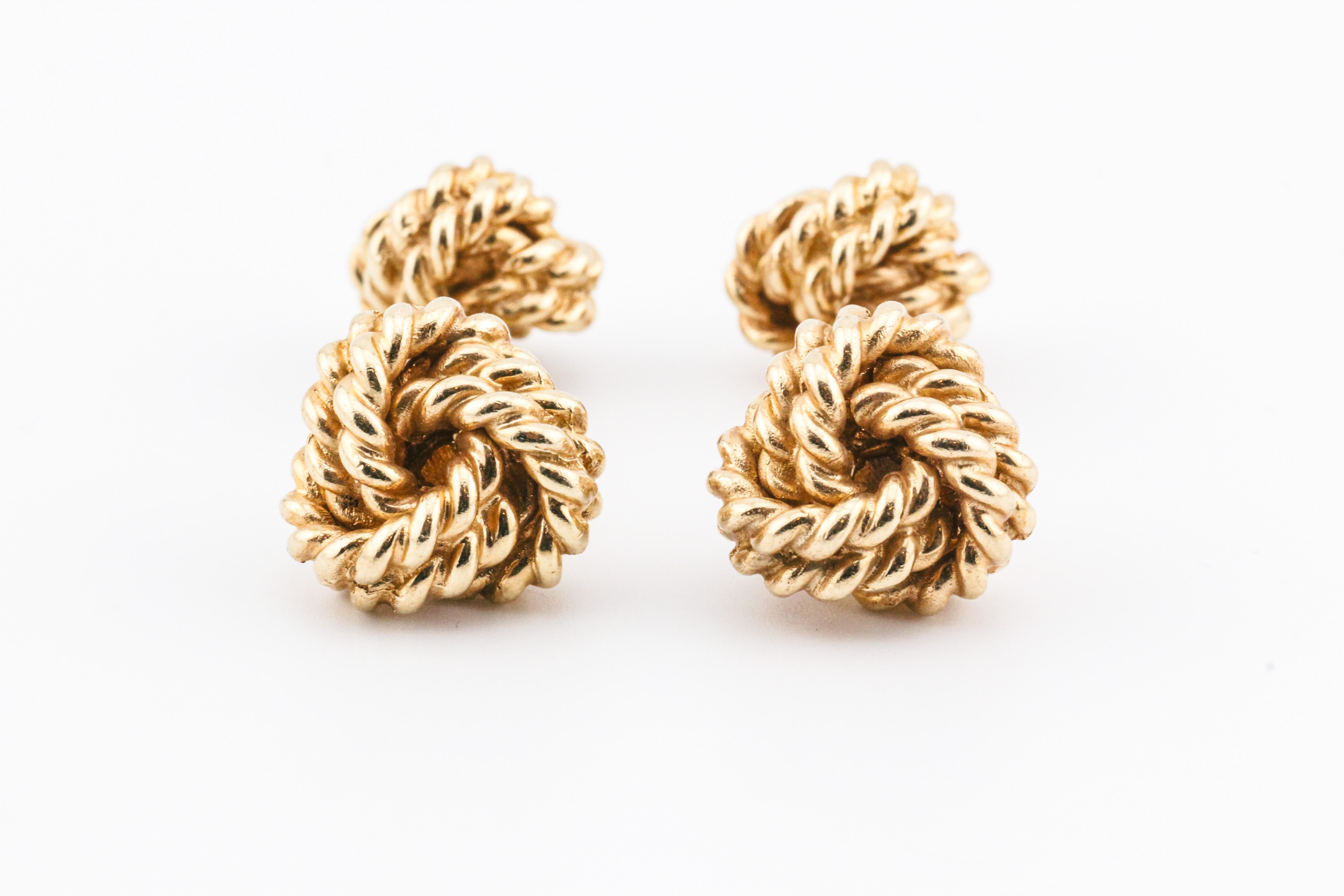 Tiffany & Co. 14k Yellow Gold Rope Knot Cufflinks For Sale 2
