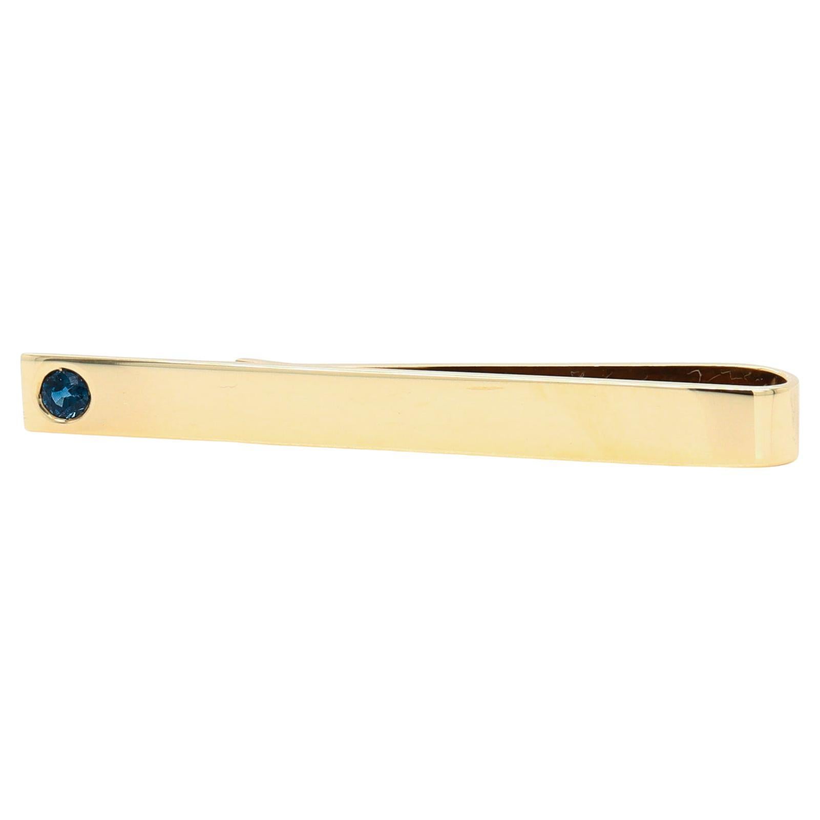 Tiffany 
Co. 14K Yellow Gold 
Sapphire Tie Bar or Tie Clip