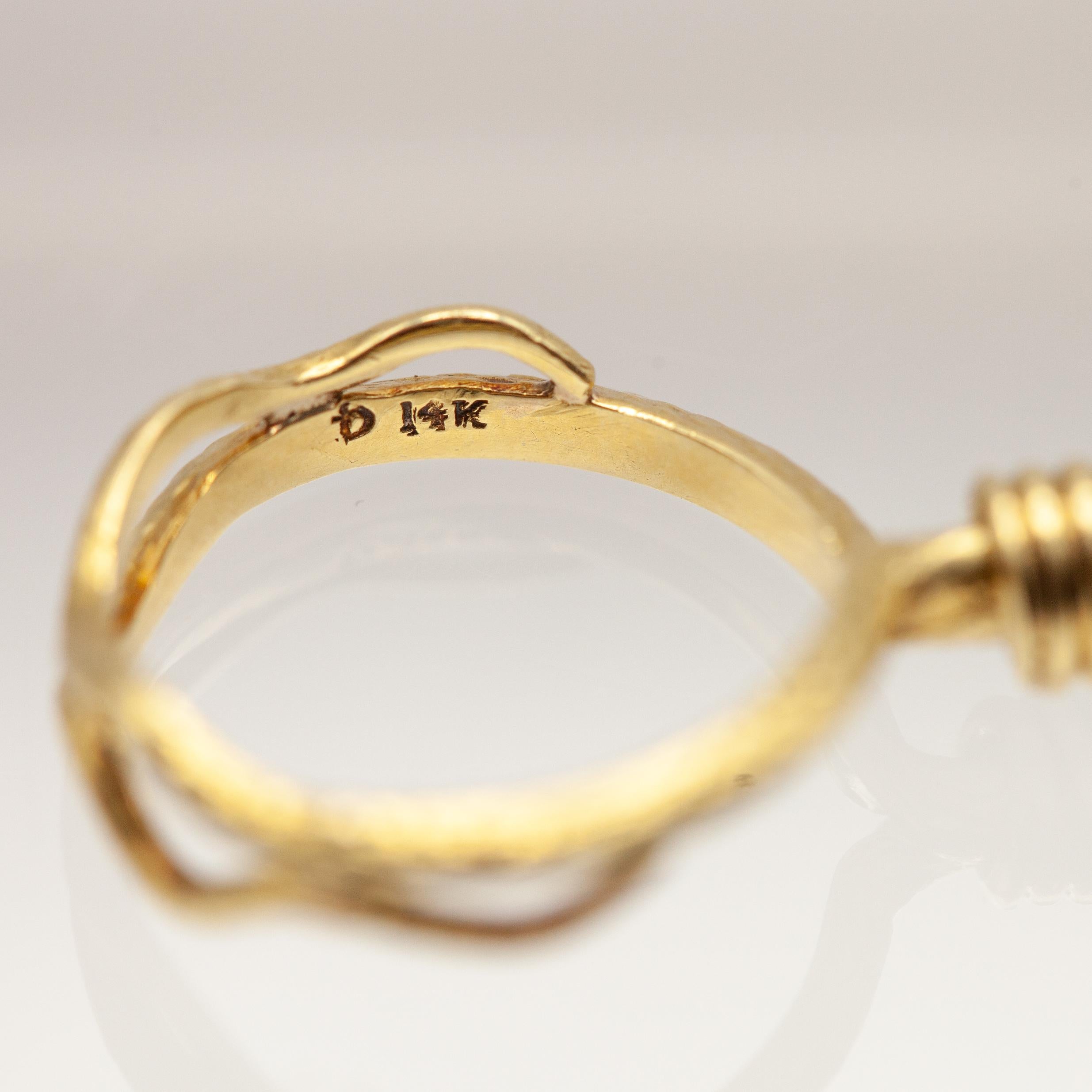 Anillo portacigarrillos Tiffany & Co. de oro amarillo de 14 quilates con motivo de serpiente circa 1940s en venta 8