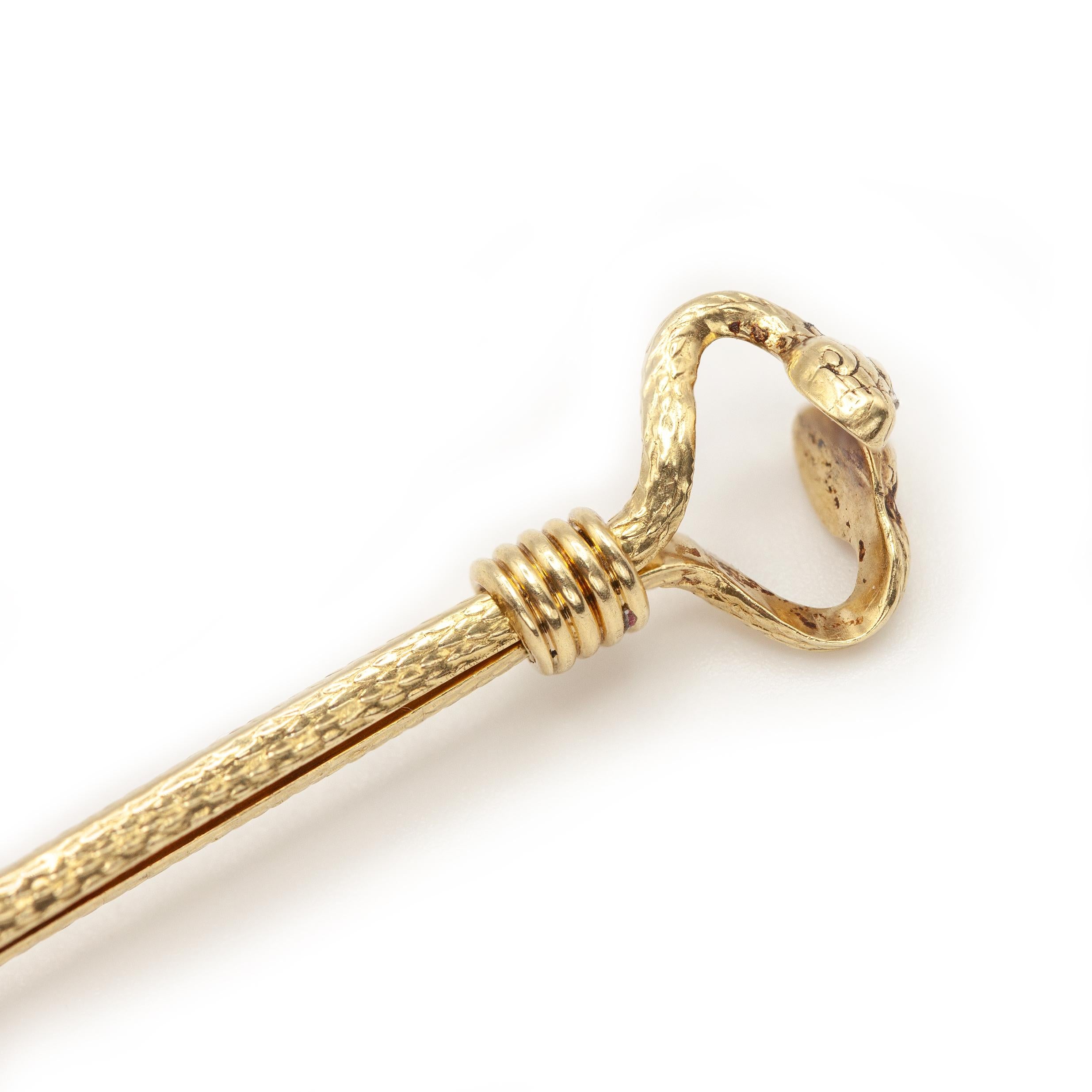 Anillo portacigarrillos Tiffany & Co. de oro amarillo de 14 quilates con motivo de serpiente circa 1940s en venta 9