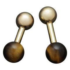 Tiffany & Co. 14k Yellow Gold & Tiger Eye Cufflinks Vintage