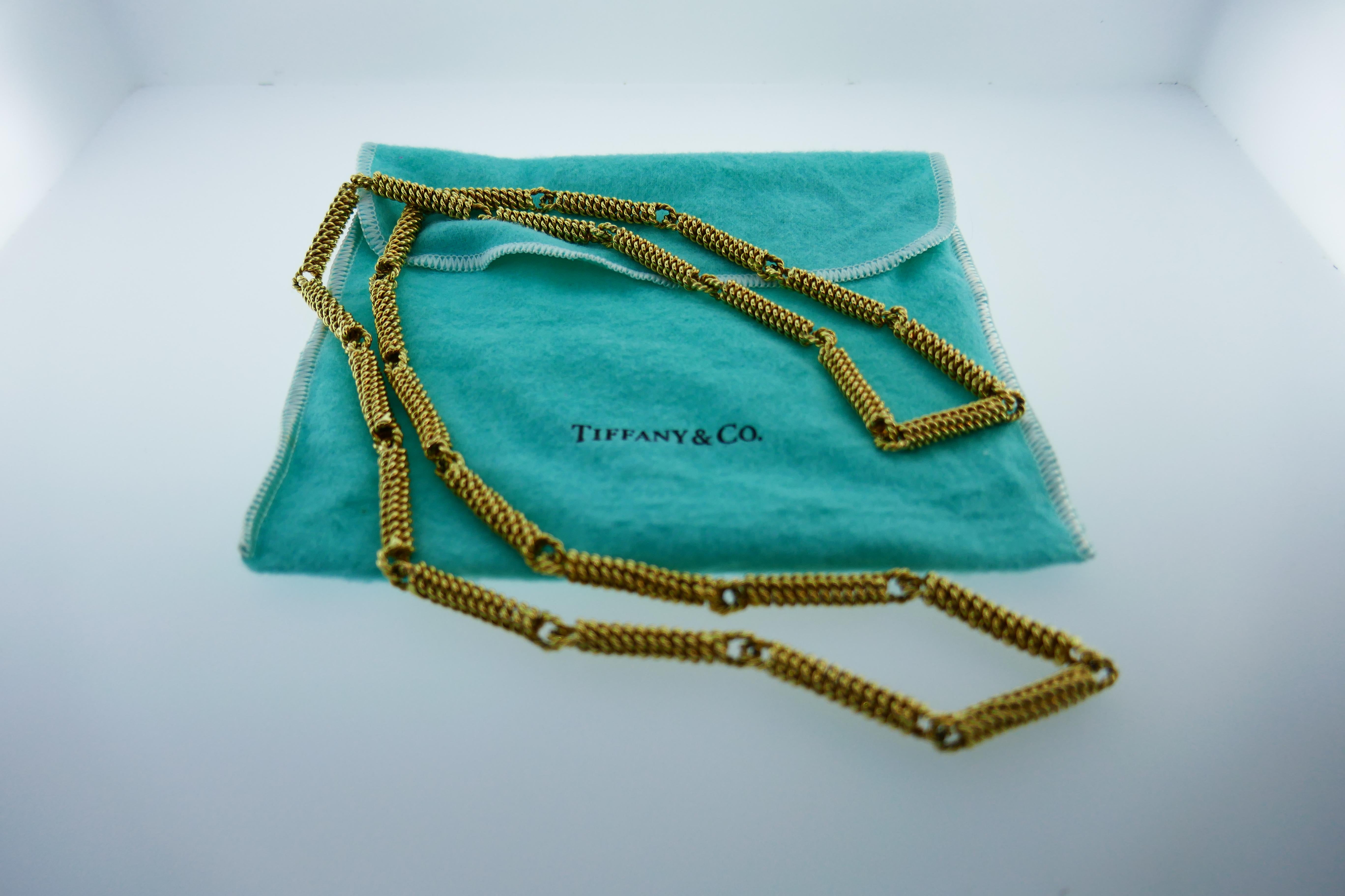 Tiffany & Co. 14 Karat Yellow Gold Twisted Link Chain Necklace circa 1970s Rare 3