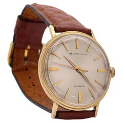 Tiffany & Co 14K Yellow Gold Vintage Automatic Watch Leather Band