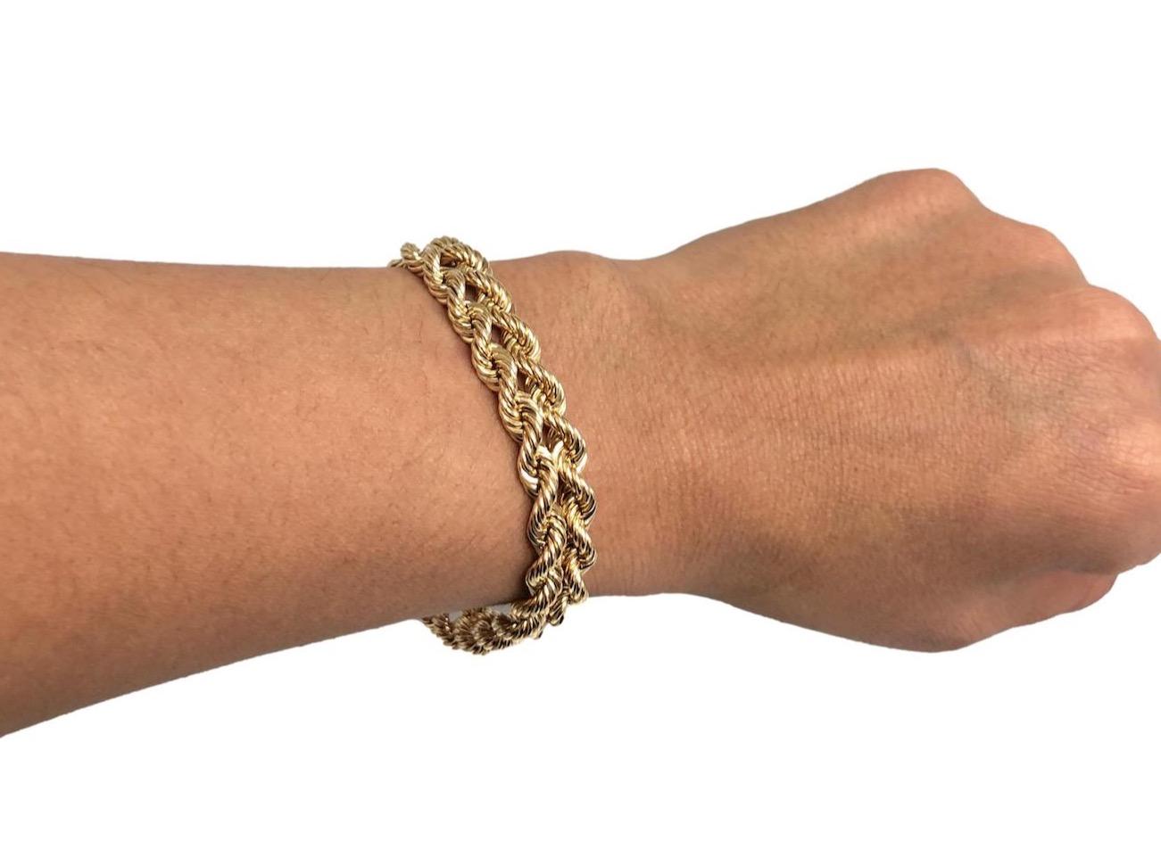 Tiffany & Co. 14K Yellow Gold Vintage Double Rope Bracelet, 1950's In Excellent Condition In New York, NY