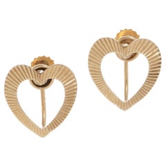 Tiffany & Co. 14kt. Gold Paar Herz geriffelt Design Ohrringe mit Schraube - zurück.