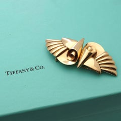 TIFFANY & Co. 14kt gold Retro double - clip brooch