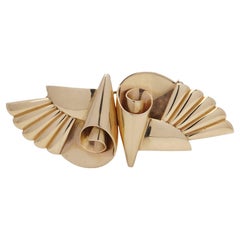 TIFFANY & Co. 14kt gold Retro double - clip brooch