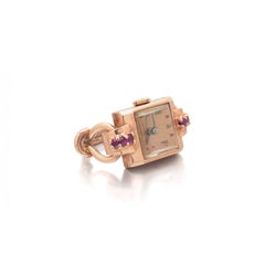 Tiffany & Co. 14KT Rose Gold Ruby Cocktail Ring Watch, Wyler Movement