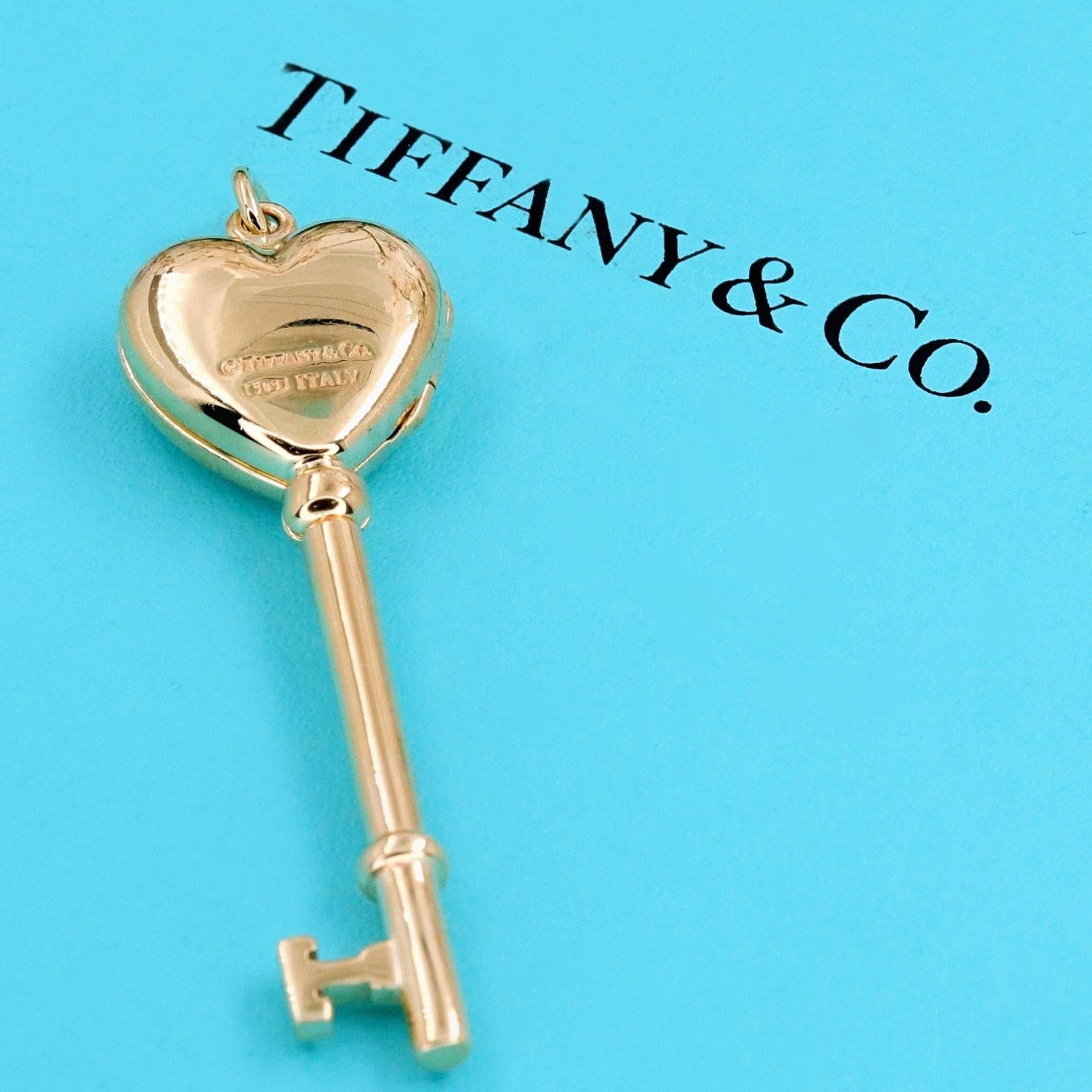 Tiffany & Co. 14 Karat Yellow Gold Key Heart Locket Pendant 3