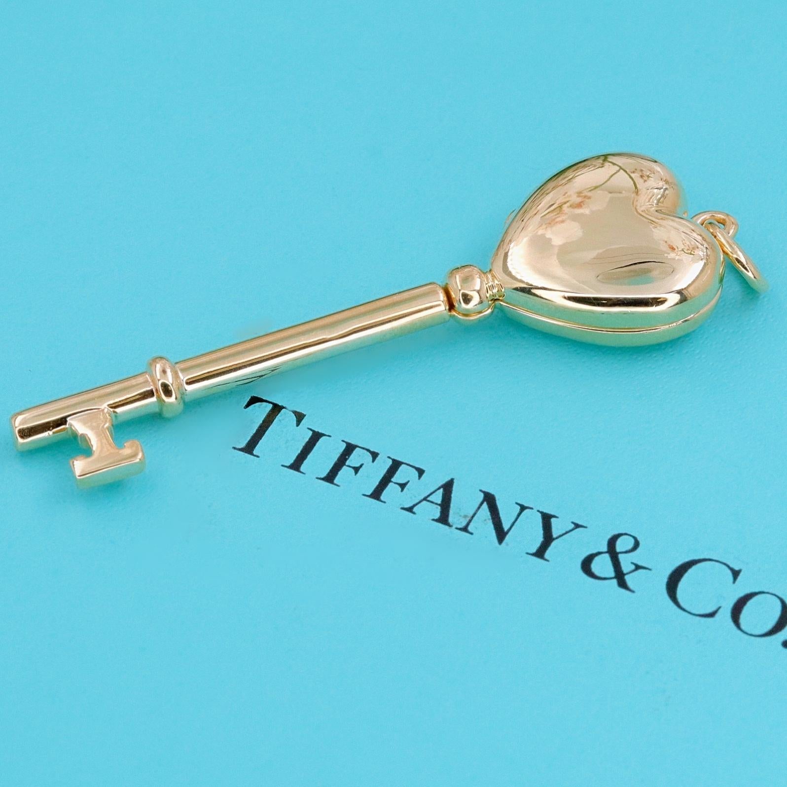 Tiffany & Co. 14 Karat Yellow Gold Key Heart Locket Pendant 4