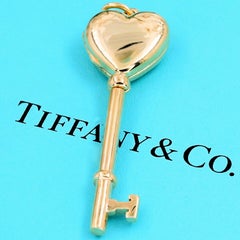 Tiffany & Co. 14 Karat Yellow Gold Key Heart Locket Pendant