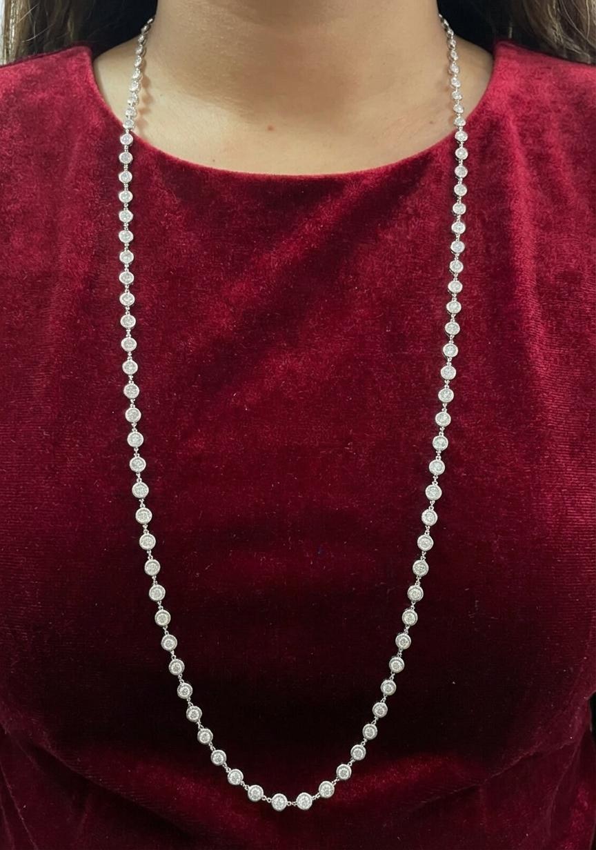 Tiffany 
Co. 15 Carat Elsa Peretti Diamonds by the Yard Platinum Necklace en venta