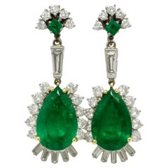 Tiffany & Co. 15 Carat Natural Emerald Diamond Earrings