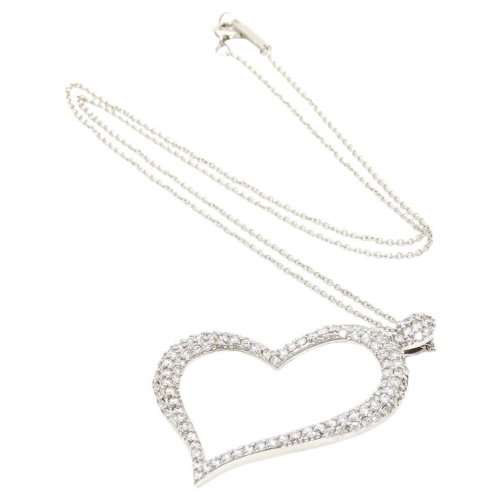 Round Cut Tiffany & Co. 1.50 Carat Pave Diamond Gold Necklace For Sale