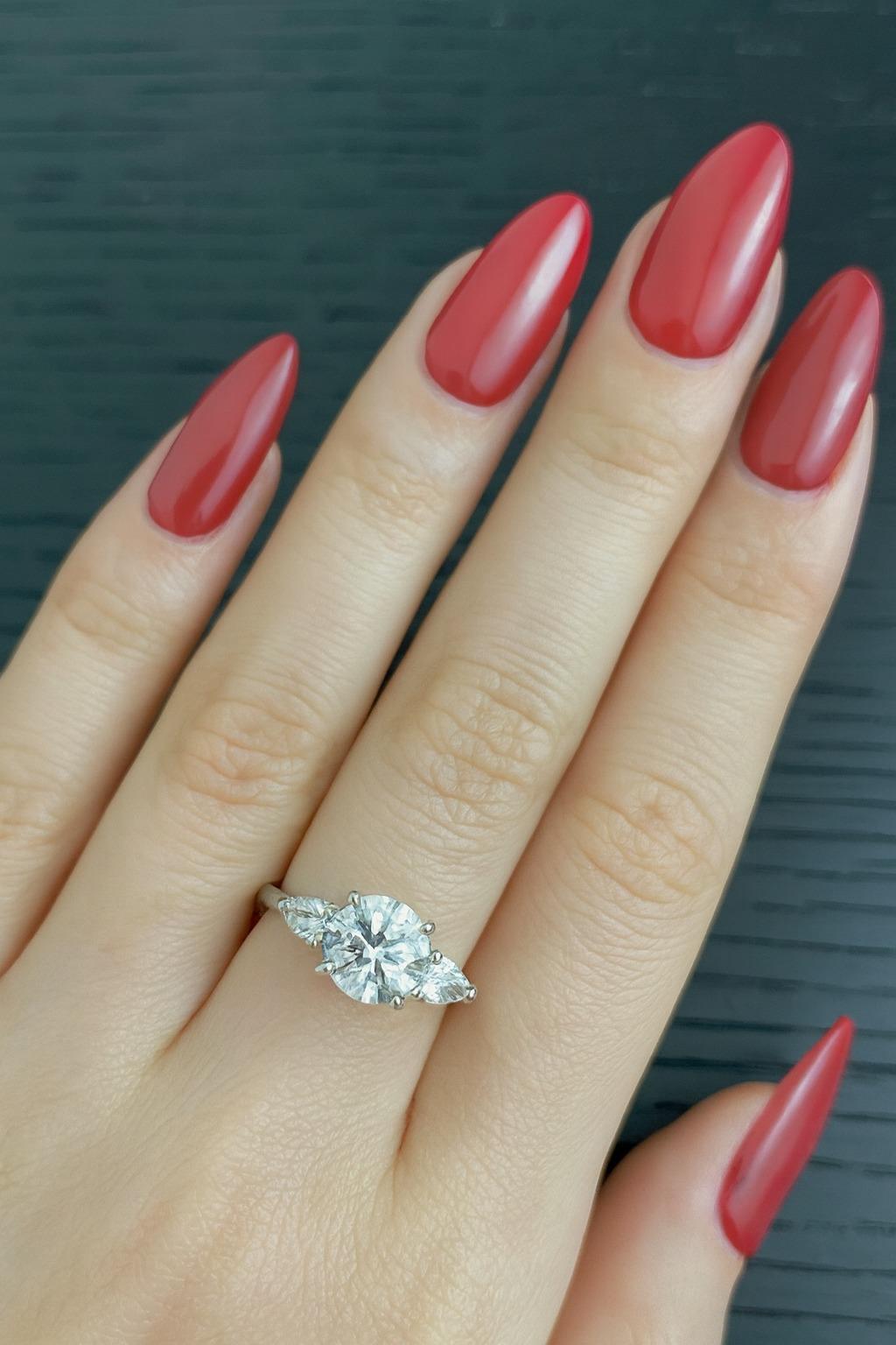 Round Cut Tiffany & Co. Round Brilliant Diamond Platinum Three-Stone Ring For Sale