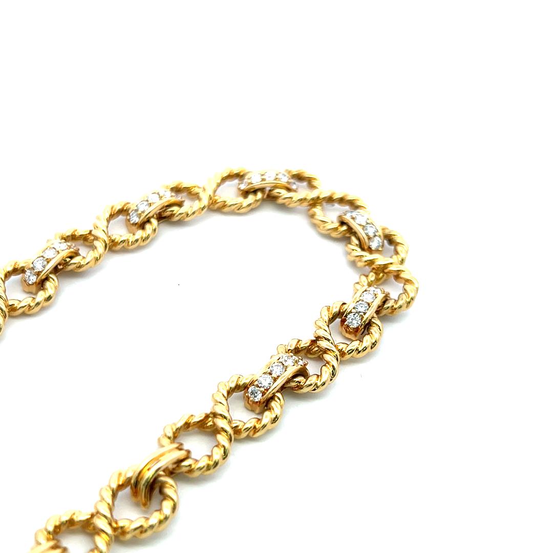 Tiffany & Co. Collier à maillons en or jaune 18 carats avec diamants ronds de 1,50 carat en vente 1