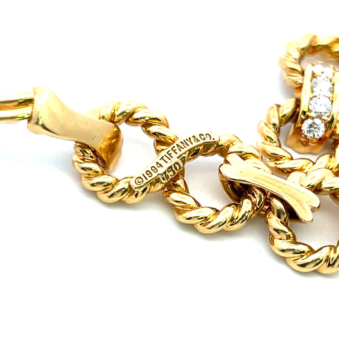 Tiffany & Co. Collier à maillons en or jaune 18 carats avec diamants ronds de 1,50 carat en vente 3
