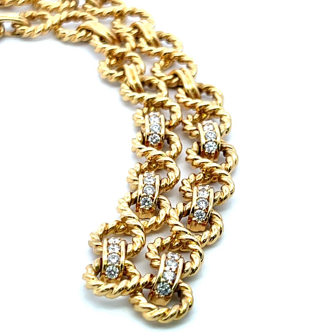 Tiffany & Co. Collier à maillons en or jaune 18 carats avec diamants ronds de 1,50 carat en vente 4