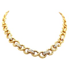 Collar de eslabones de oro amarillo de 18 quilates con diamantes redondos de 1,50 quilates Tiffany & Co.