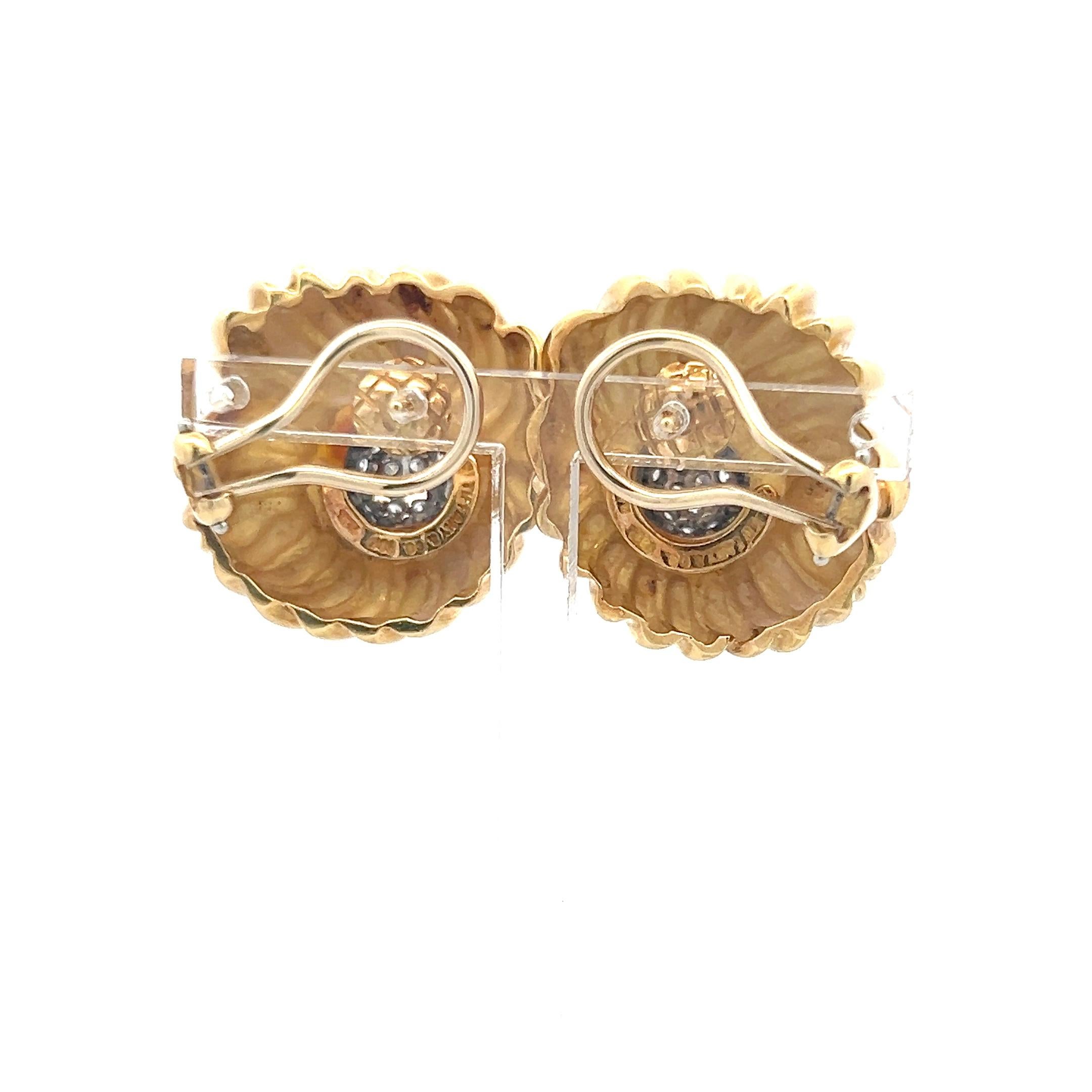 Taglio brillante Tiffany & Co. Orecchini a clip con diamante rotondo F-VS da 1,50 carati, in oro 18 carati/piatto. in vendita
