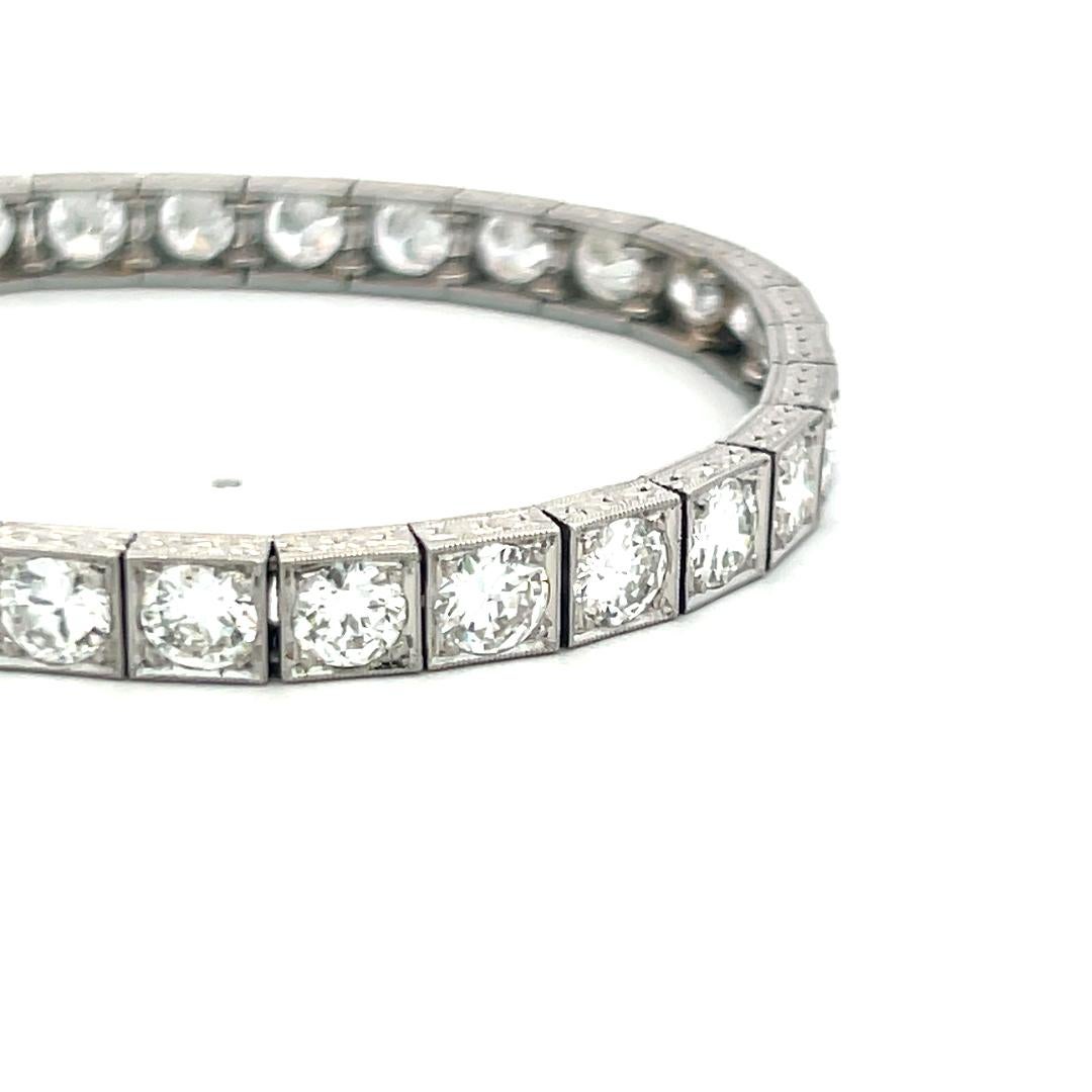 Tiffany & Co 15.00 Carat Old European Cut D VS1 Diamond Platinum Tennis Bracelet For Sale 2