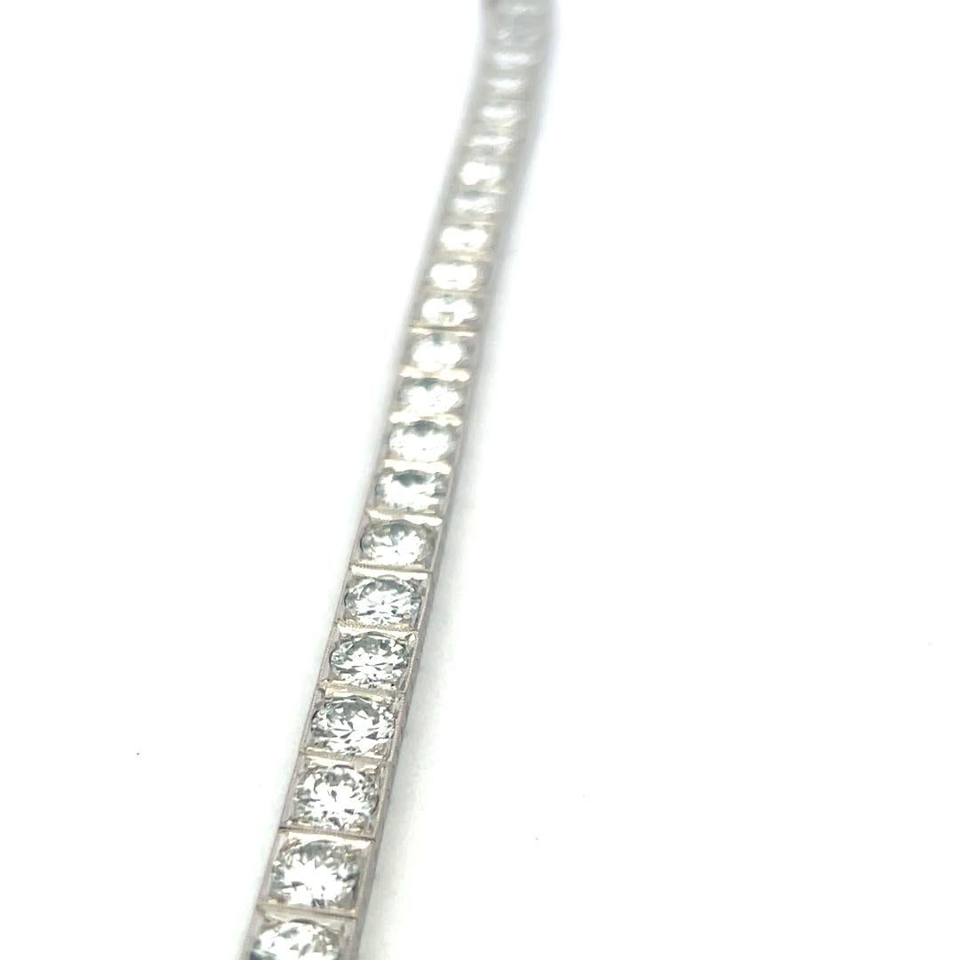 Tiffany & Co 15.00 Carat Old European Cut D VS1 Diamond Platinum Tennis Bracelet For Sale 4