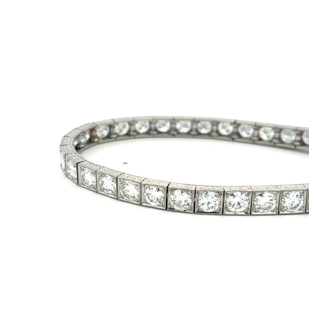 Tiffany & Co 15.00 Carat Old European Cut D VS1 Diamond Platinum Tennis Bracelet For Sale 5