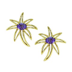 Tiffany & Co 15.00ct Amethyst 18k Gold Fireworks Pin and Earrings Set