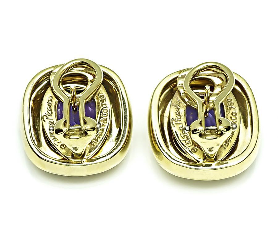 Taglio cuscino Tiffany & Co. Orecchini Paloma Picasso for Tiffany & Co. in oro ametista 15,00ct in vendita