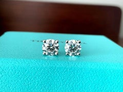 Tiffany & Co. 1.51 Carat Platinum and Diamond Stud Earrings G VS1