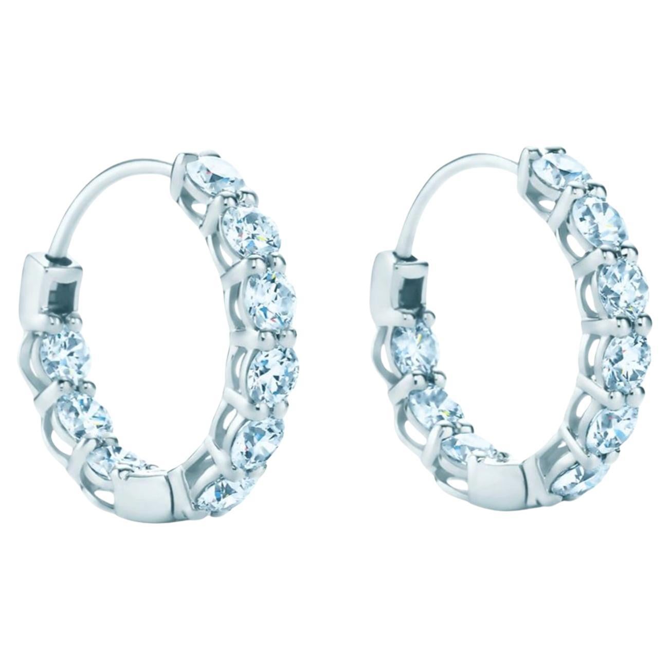 Tiffany & Co. 1.51 Carat Round Brilliant Diamonds Hoop Earrings in Platinum For Sale