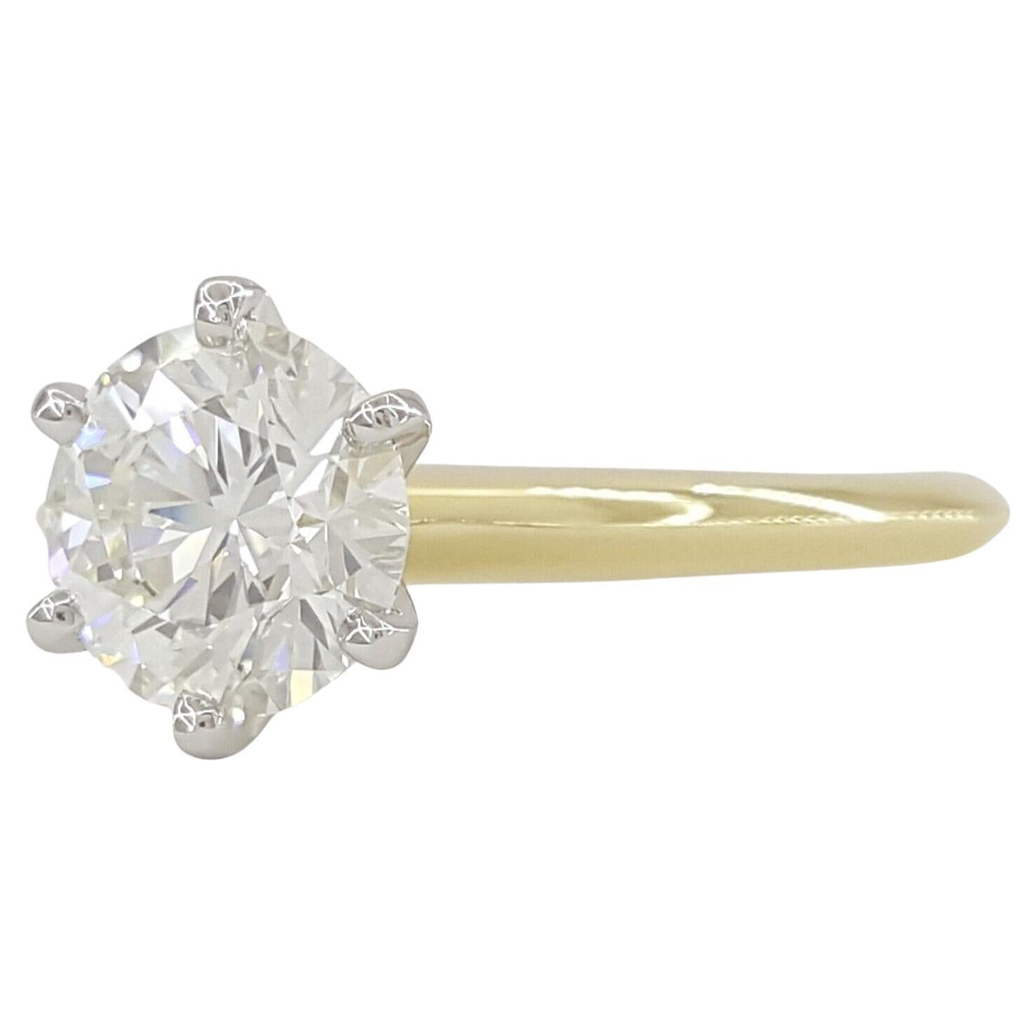Taille ronde Tiffany & Co. Bague solitaire en or rose 18k de 1,52 carat de diamants ronds et brillants en vente
