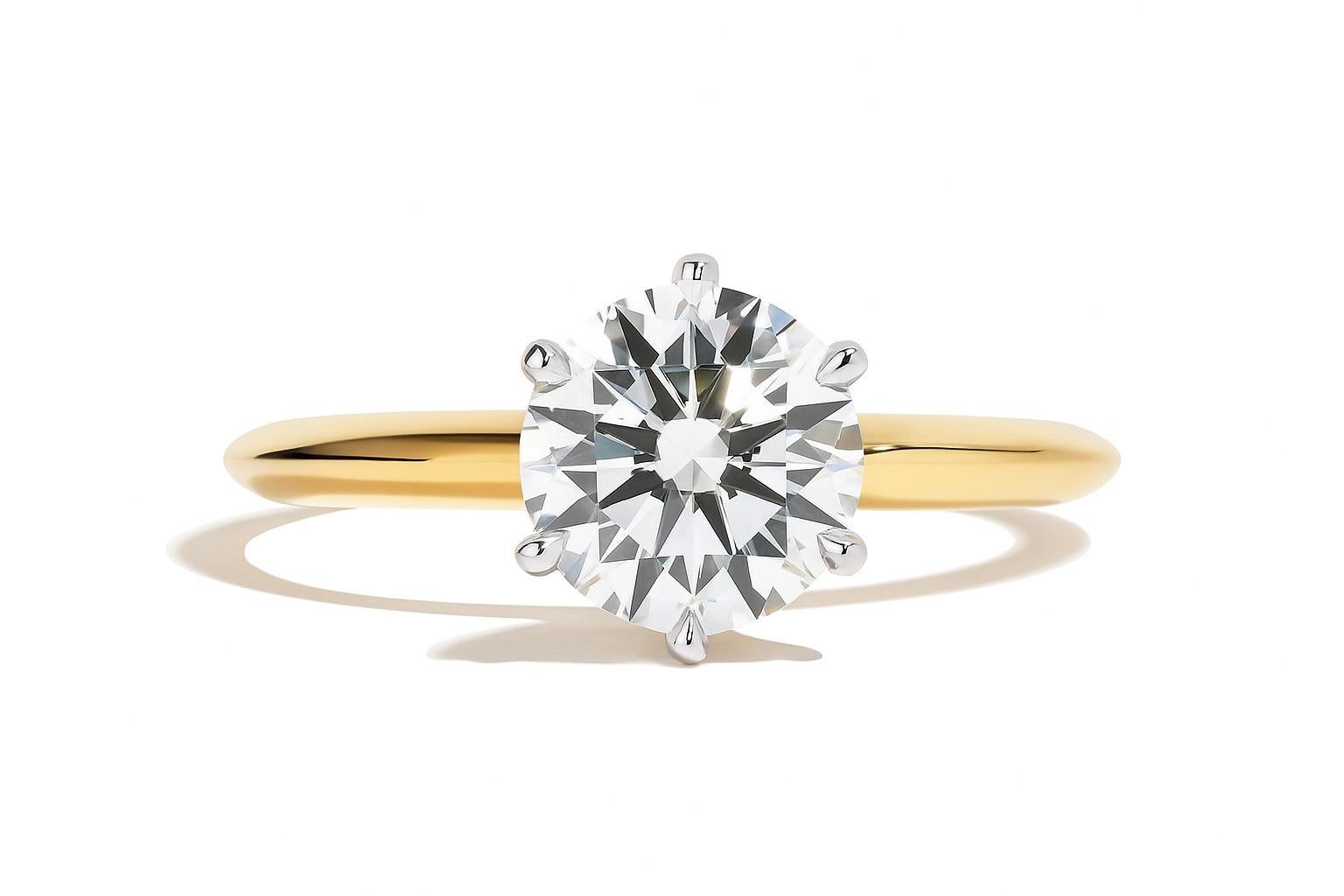 Tiffany & Co. Bague solitaire en or rose 18k de 1,52 carat de diamants ronds et brillants Unisexe en vente
