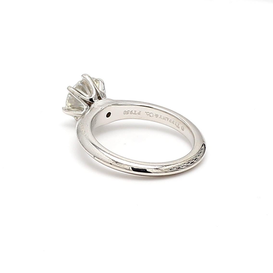 Tiffany & Co 1.52 Carat Round Brilliant I SI1 Diamond Platinum Engagement Ring For Sale 1